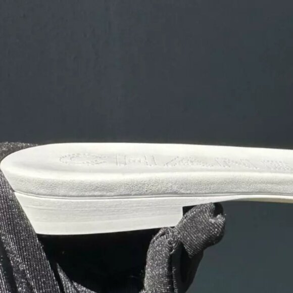 Chanel White Embroidery CC Logo Slide Slip Sandal Mule Flat Full Set Size 36.5 - Picture 7 of 10